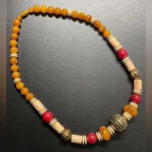 20” VINTAGE Beaded Gaudy Statement Necklace Excellent Condition